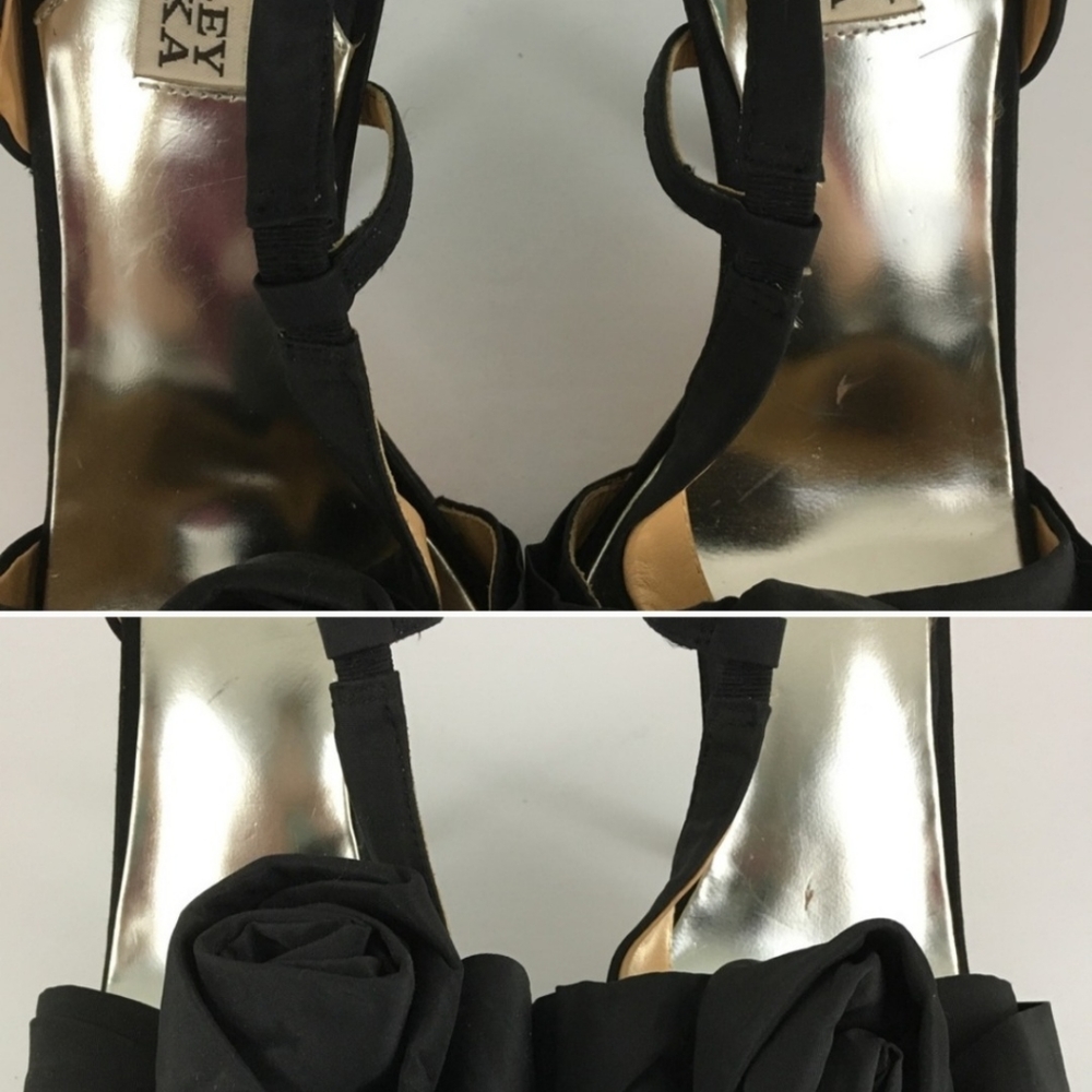 Badgley Mischka Lanah Rose Black Slingback High Heels Leather Sole - Picture 2 of 10